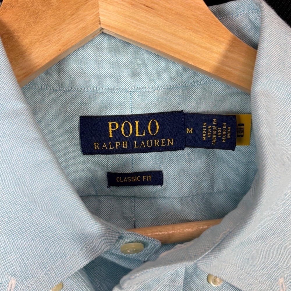 Polo Ralph Lauren Mens Bundle Blue Oxford Shirt & Black Pima Cotton V-Neck M EUC - Picture 2 of 14
